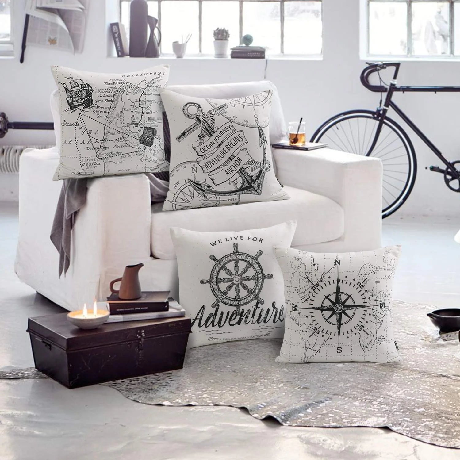 18" X 18" White Polyester Decorative Pillow Cover, (4 Count)