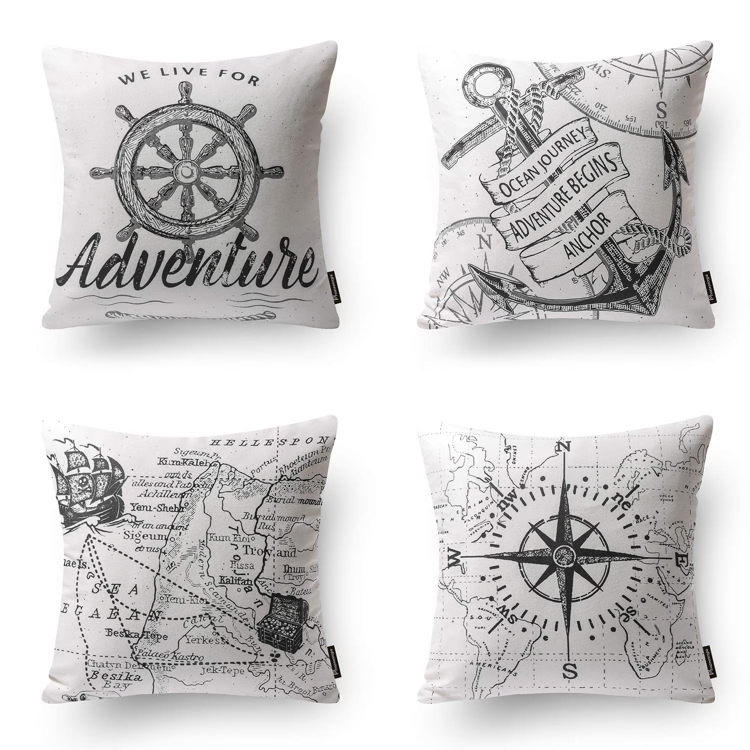 18" X 18" White Polyester Decorative Pillow Cover, (4 Count)