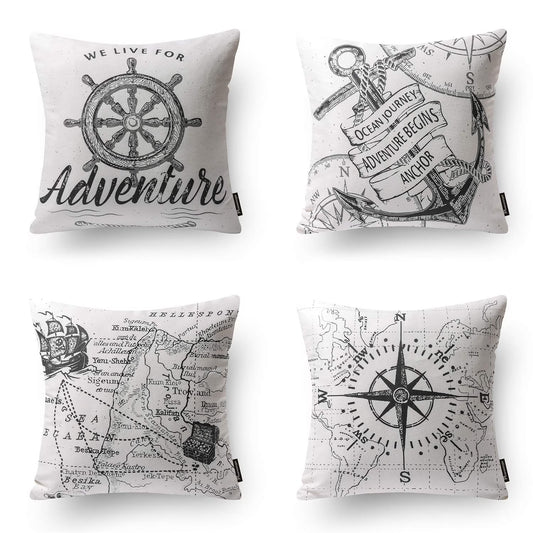 18" X 18" White Polyester Decorative Pillow Cover, (4 Count)