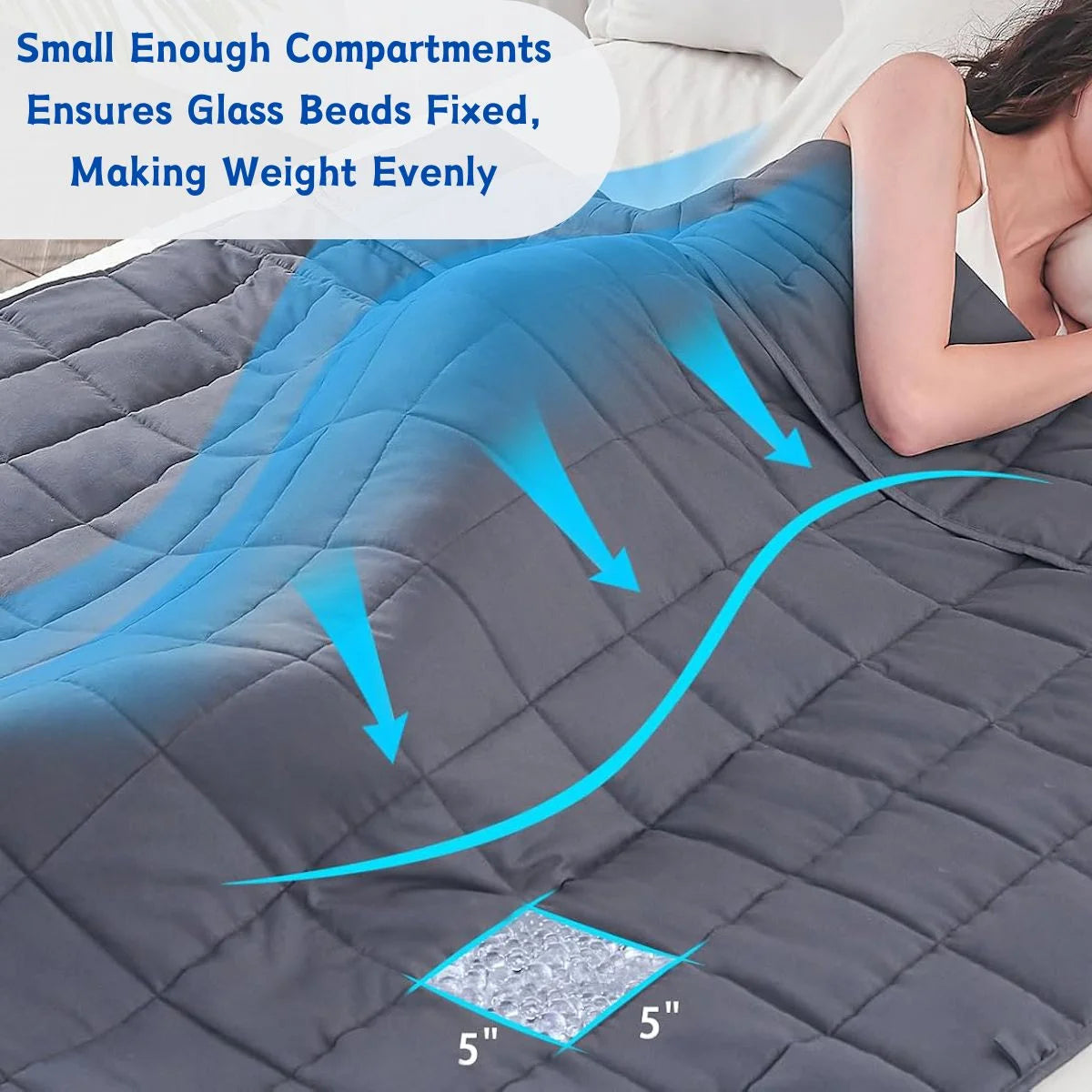 Homemate Weighted Blanket Comfortable Weighted Blankets with Glass Beads,15 Lbs, 48"X72", Full Size, Grey, Cooling Weighted Blankets for Adults All-Season