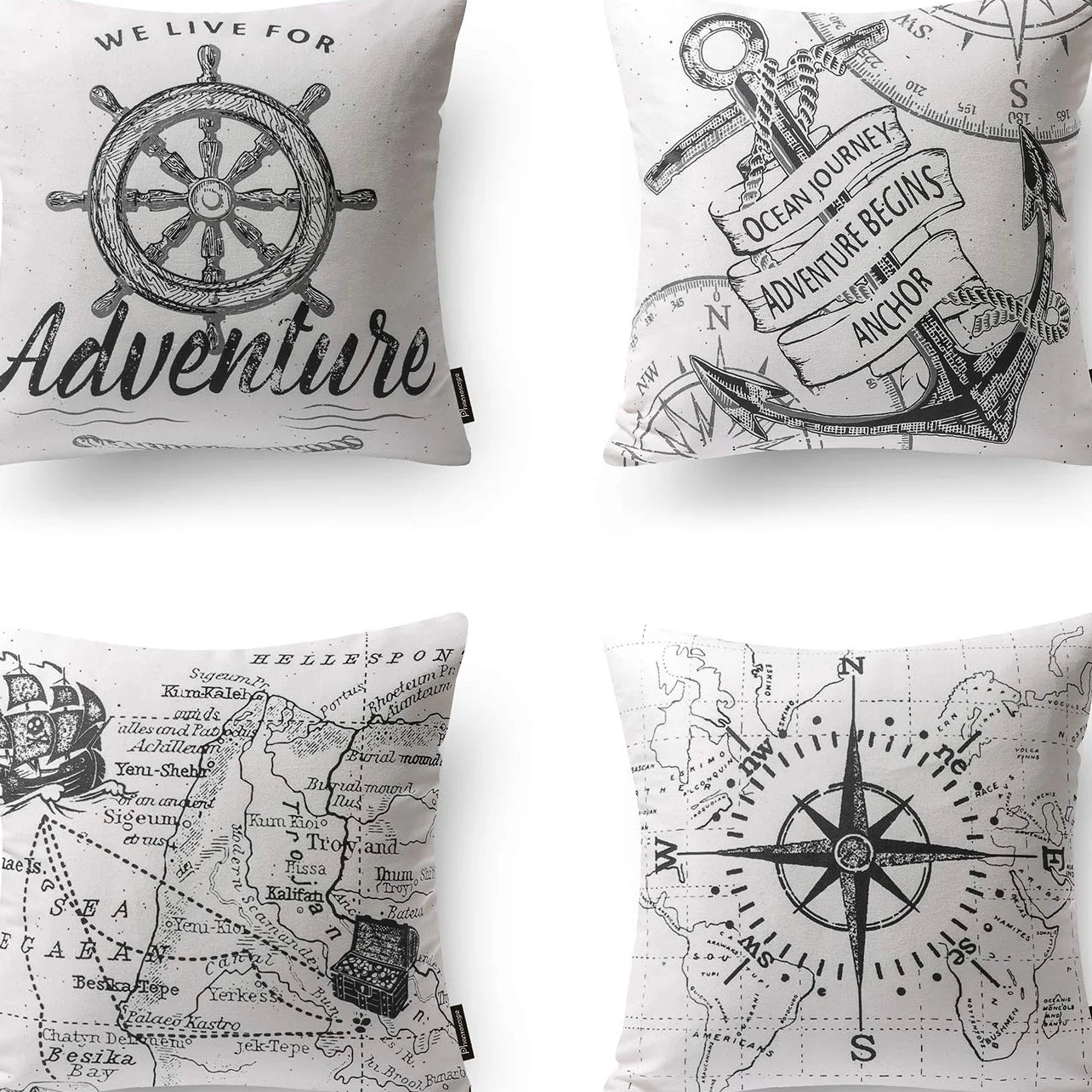 18" X 18" White Polyester Decorative Pillow Cover, (4 Count)
