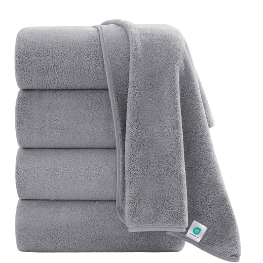 4 Pack Oversized Bath Sheet Towels 700 GSM Ultra Soft Light Gray Bath Towel Set