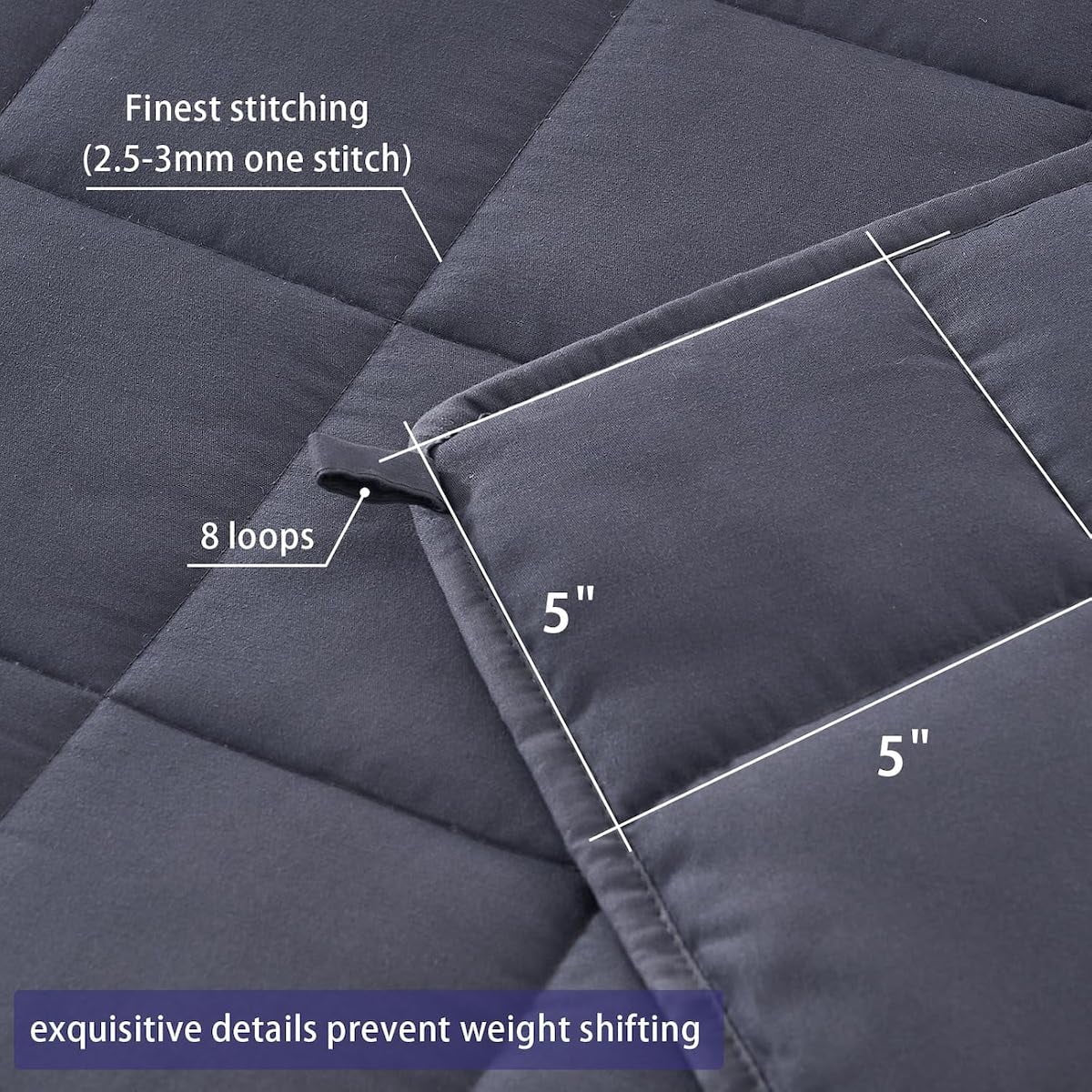 Homemate Weighted Blanket Comfortable Weighted Blankets with Glass Beads,15 Lbs, 48"X72", Full Size, Grey, Cooling Weighted Blankets for Adults All-Season