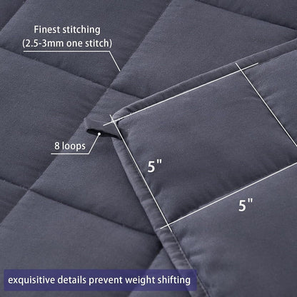 Homemate Weighted Blanket Comfortable Weighted Blankets with Glass Beads,15 Lbs, 48"X72", Full Size, Grey, Cooling Weighted Blankets for Adults All-Season
